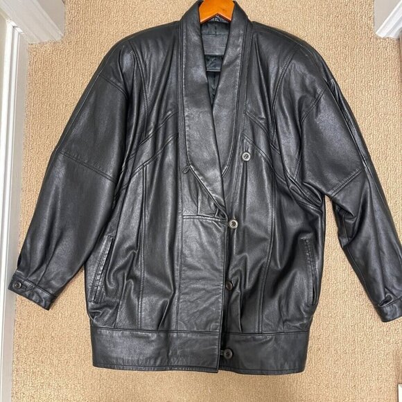 Vintage Rue Royale 1980s Oversized Leather Jacket - Picture 6 of 12